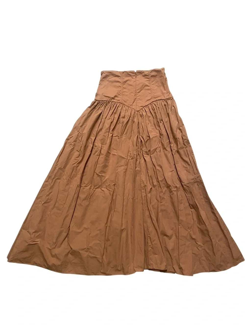 High-Waist Midi Skirt in Warm Brown